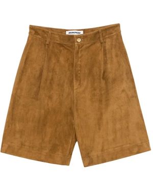 DARKPARK Grainy-Leather Shorts - Natural
