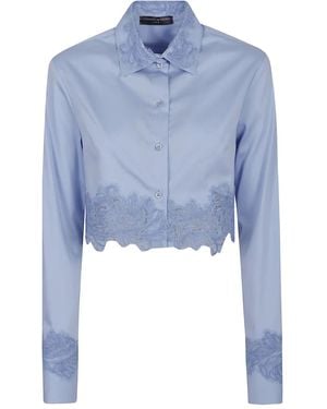 Ermanno Scervino Camicia Crop Con Inserti - Blu