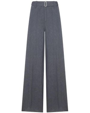 Lardini Pinstripe Belt Trousers - Blue