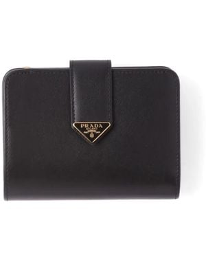 Prada Small Leather Bi-Fold Wallet - Black