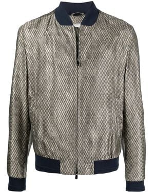 Corneliani Micro-Print Bomber Jacket - Grey