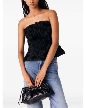 Maje Top Con Aplique Floral - Negro