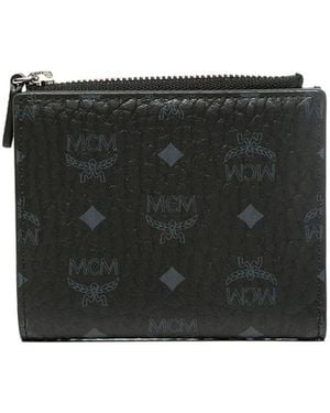 MCM Monogram-Print Bi-Fold Wallet - Black