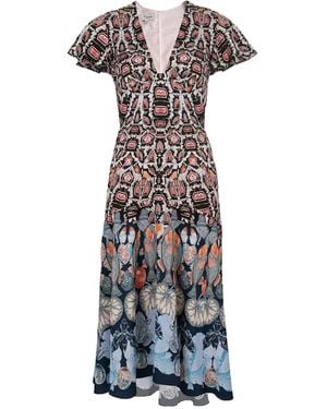Temperley London Printed Plunge Neck Dress - Blanc