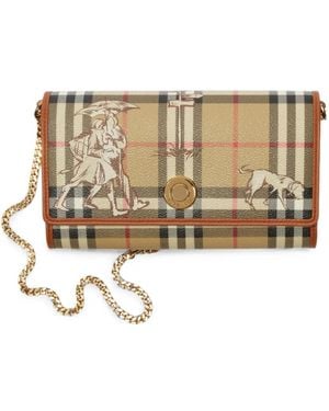 Burberry Mates Checkered Chain-Strap Shoulder Bag - Natural