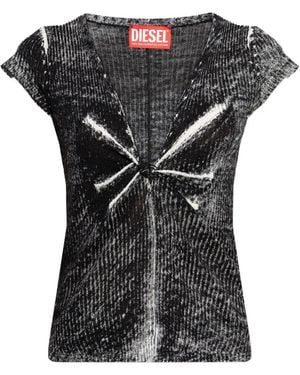 DIESEL Knotted V-Neck T-Shirt - Black
