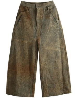 Yehuafan Pantalon Ample À Effet Usé - Vert