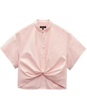Rag & Bone Twist-Front Short-Sleeve Top - Pink