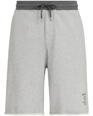 Brunello Cucinelli Bermudas De Punto De Rizo Francés Bordadas - Gris