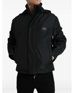 Dolce & Gabbana Logo-Plaque Hooded Jacket - Black