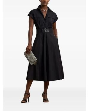 Ralph Lauren Belted Shirt Midi Dress - Black