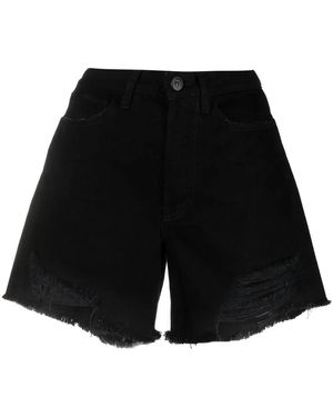 3x1 Shorts Denim Con Strappi - Nero