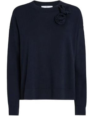 High Quick-Step Floral-Appliqué Sweater - Blue