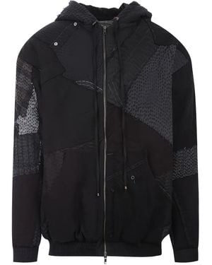 By Walid Patchwork Zip-Up Hoodie - Black