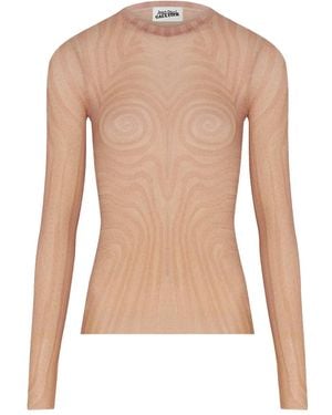 Jean Paul Gaultier Spiral-Print Top - Natural
