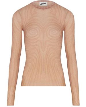 Jean Paul Gaultier Top Met Spiraalvormige Print - Naturel