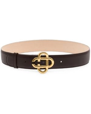 CASABLANCA Cc Interlocking-Logo Buckle Leather Belt - White