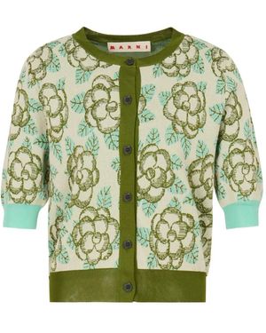 Marni Cardigan Mit Blumendetail - Grün