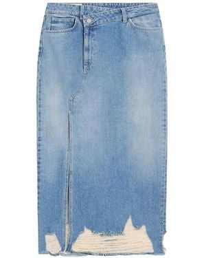 Dondup Falda Midi Con Abertura - Azul