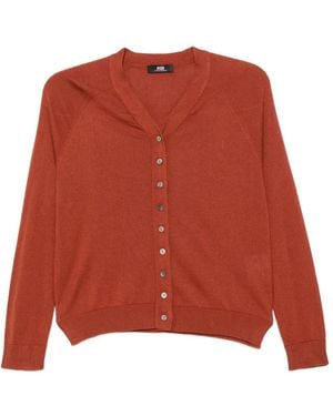 Alpha Studio Button-Up V-Neck Cardigan - Red