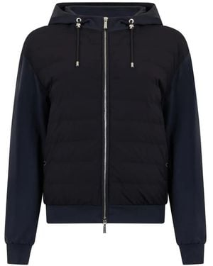 Moorer Quilted-Panel Zip Jacket - Blue