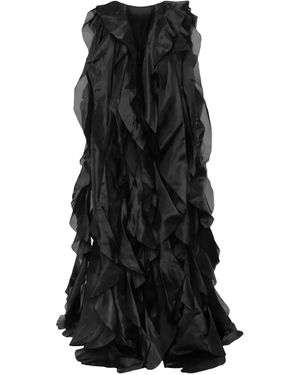 Lika Ruffled Organza Cape - Black