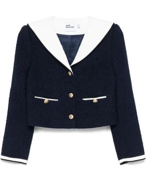 Self-Portrait Jacket With Collar - Blue