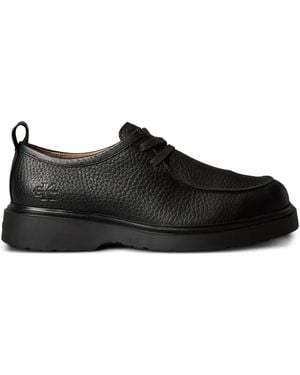 Calvin Klein Pebbled-Leather Lug-Sole Derby Shoes - Black
