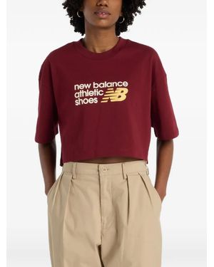 New Balance Chest Logo Cropped T-Shirt - Red