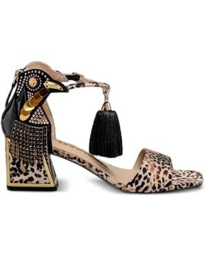 Kat Maconie Leopard-Print Embellished Sandals - White