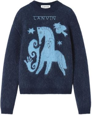 Lanvin Pullover Mit Animal-Print - Blau