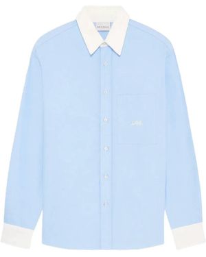 Drole de Monsieur Contrast-Collar Boxy Shirt - Blue