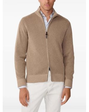 Hackett Cardigan Mit Gerippten Nähten - Braun