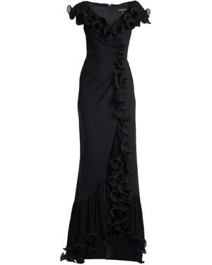 Tadashi Shoji Ruffled Pleated Maxi Dress - Black