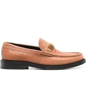 Moschino Loafer Aus Wildleder Mit Logo-Schild - Braun