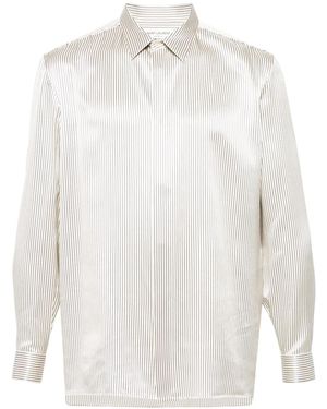 Saint Laurent Gestreiftes Seidenhemd - Weiß