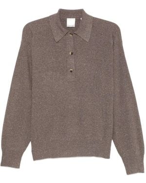 Calvin Klein Helga Long-Sleeve Polo Top - Brown