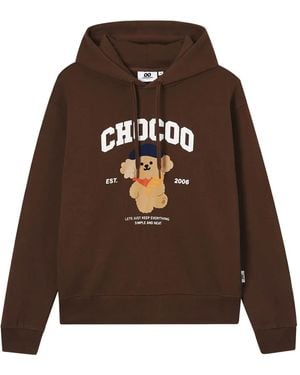 Chocoolate Bear-Print Hoodie - Brown