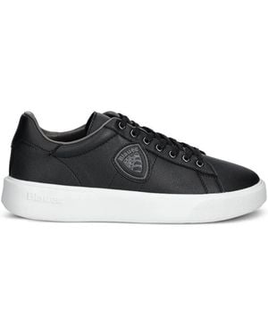Blauer Logo-Patch Leather Trainers - Black