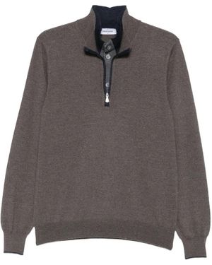 Gran Sasso Polo Con Media Cremallera De Manga Larga - Gris