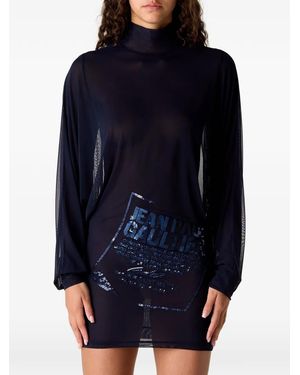 Jean Paul Gaultier Mesh Bat-Sleeve Dress - Blue