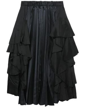 COMME DES GARÇON BLACK Ruffled Pleated Midi Skirt - Black