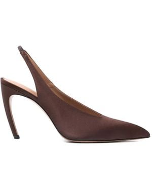 The Attico Viper Pointed Slingback Court Shoes - Brown