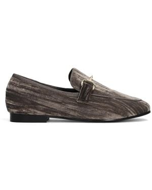 Bibi Lou Ashe Horsebit-Detail Velvet Loafers - Gray