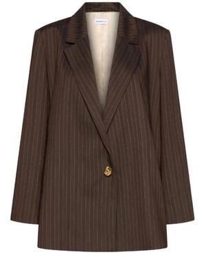 Marella Pinstripe-Pattern Single-Breasted Blazer - Brown