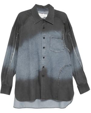 Feng Chen Wang Gradient-Effect Fringed Shirt - Grey