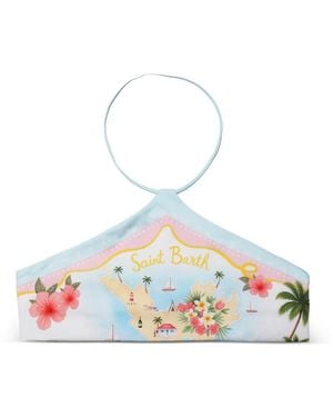 MC2 Saint Barth Graphic-Print Halterneck Bikini Top - White