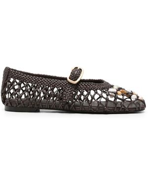 Cult Gaia Mercier Bead-Embellished Ballet Flats - White