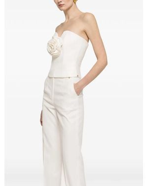 Nissa Floral-Appliqué Corset Top - White
