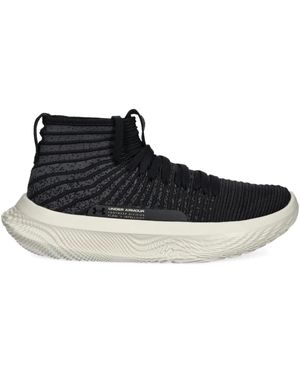 Under Armour Lace-Up Ribbed-Effect Sneakers - Black
